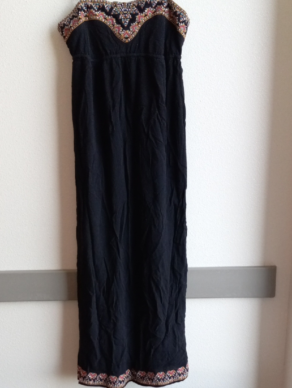 Theme Black Strapless Embroidered Maxi Dress